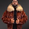 Classic Mink Bomber with Red Fox Fur Collar