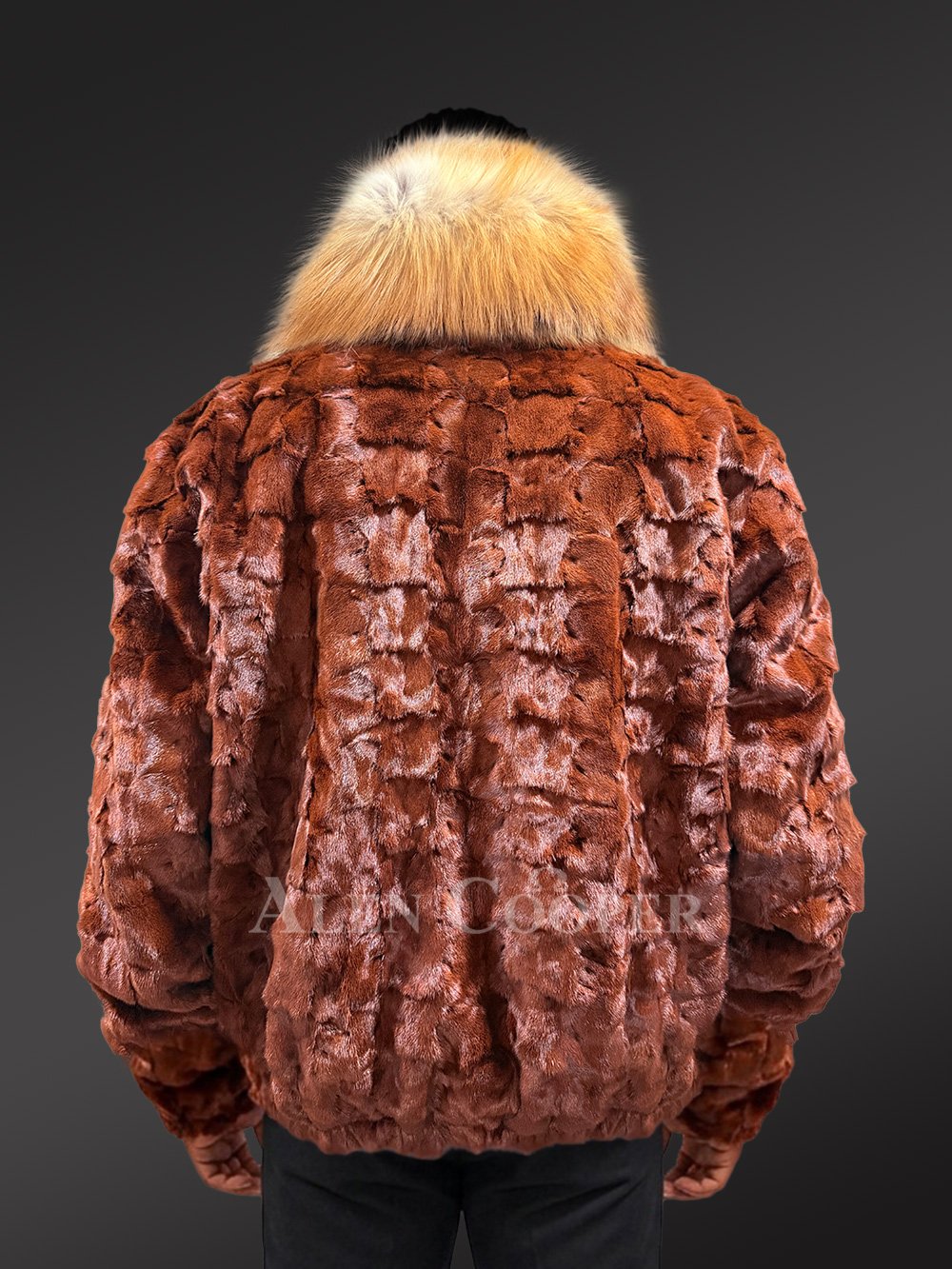 Men’s Classic Mink Bomber with Red Fox Fur Collar - Image 7