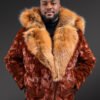 Mink Biker Jacket with Red Fox Fur Trims