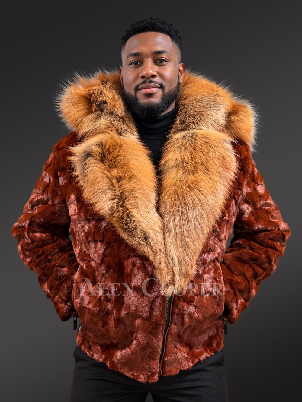 Mink Biker Jacket with Red Fox Fur Trims