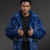 Mink Bomber Jacket in Royal Blue