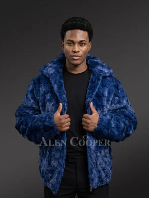 Mink Bomber Jacket in Royal Blue