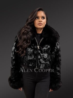Short Mink Jacket with Fox Fur Trims