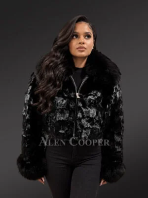 Short Mink Jacket with Fox Fur Trims