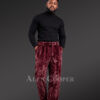 Burgundy Mink Fur Pants