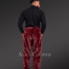 Burgundy Mink Fur Pants back view