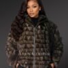 Hooded Diamond Mink Bomber Jacket