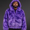 Men’s Purple Rabbit Fur Bomber Jacket