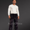 Mens Fox Fur Pants in Black