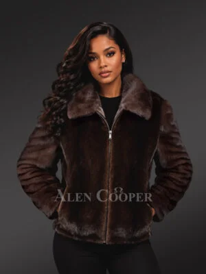 Women's Classic Full Mink Bomber Jacket