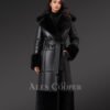 Women's Full Length Shearling Coat in Black