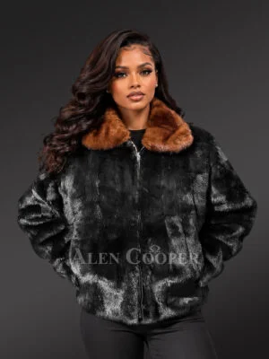 Women's Full Mink Bomber Jacket