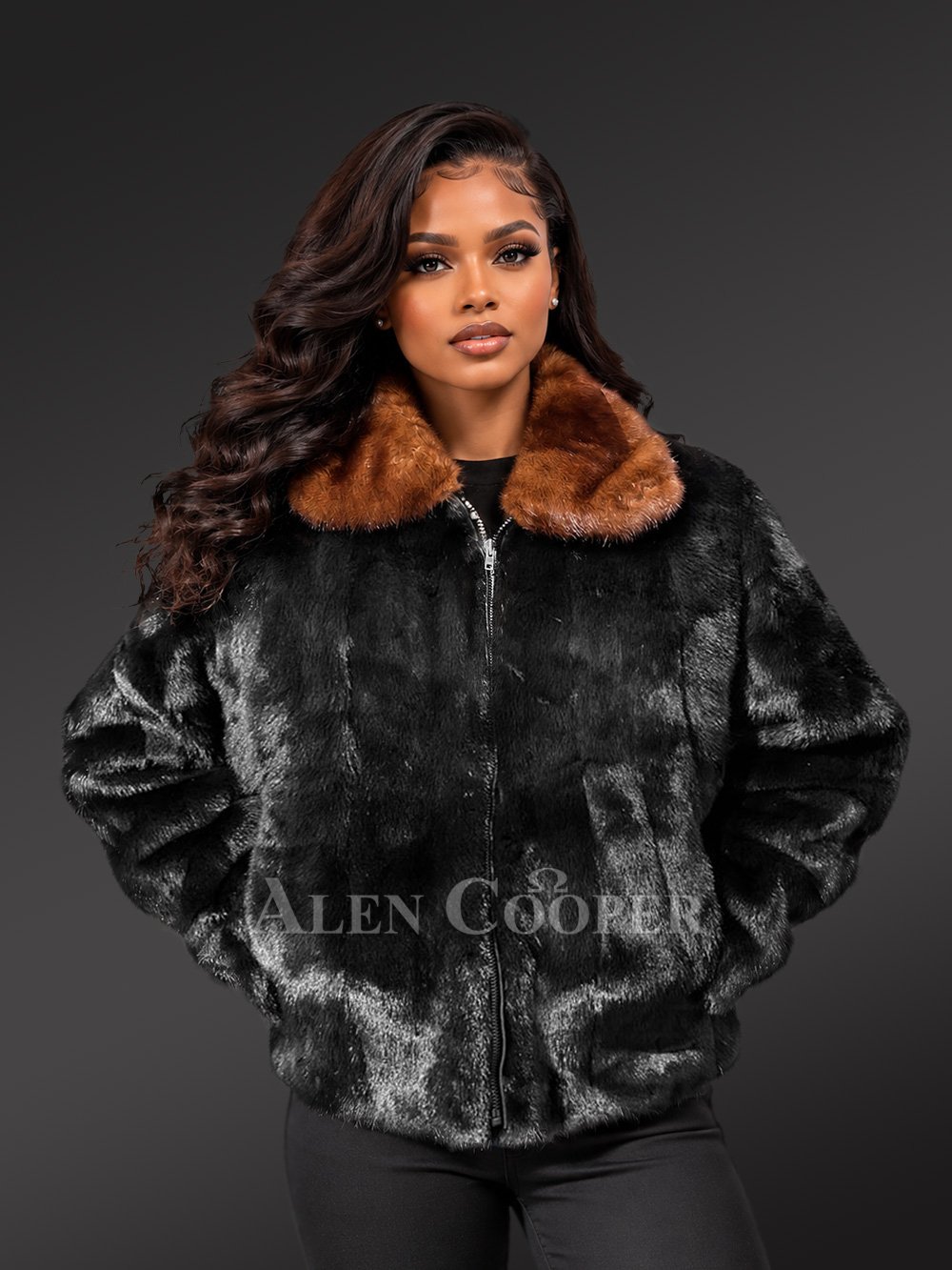 Women's Full Mink Bomber Jacket