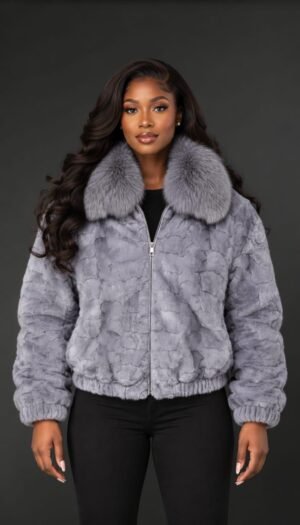 Women’s Classic Mink Bomber in Blue Iris