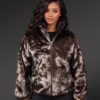 Women’s Full Mink Turtle Neck Bomber Jacket